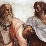 Ancient Greek philosopher Plato and his student Aristotle